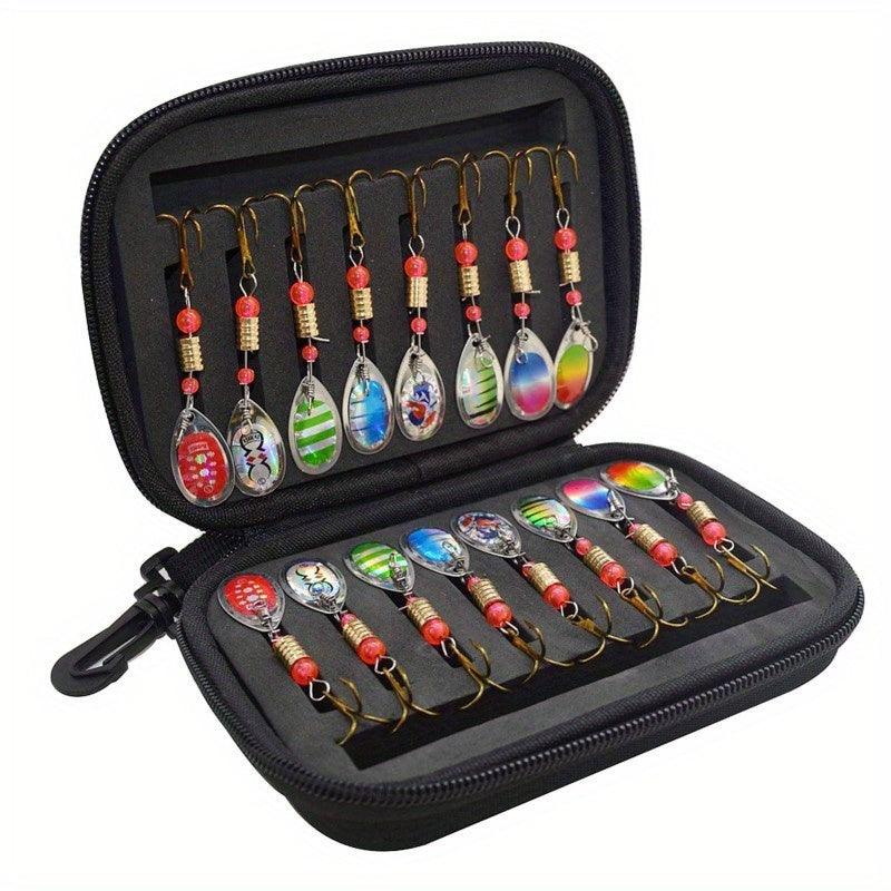 16-Piece Metal Spinner Bait Set for Bass, Trout, and Salmon Fishing with Triple Hooks - Freshwater Lure Kit - Wild Frontier Gear LLC