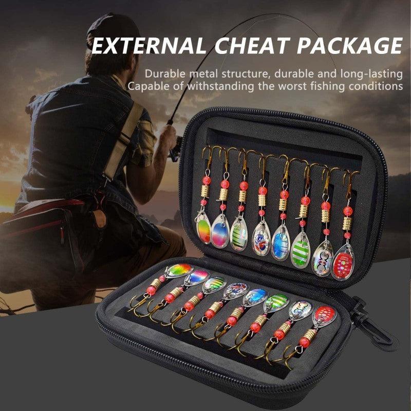 16-Piece Metal Spinner Bait Set for Bass, Trout, and Salmon Fishing with Triple Hooks - Freshwater Lure Kit - Wild Frontier Gear LLC