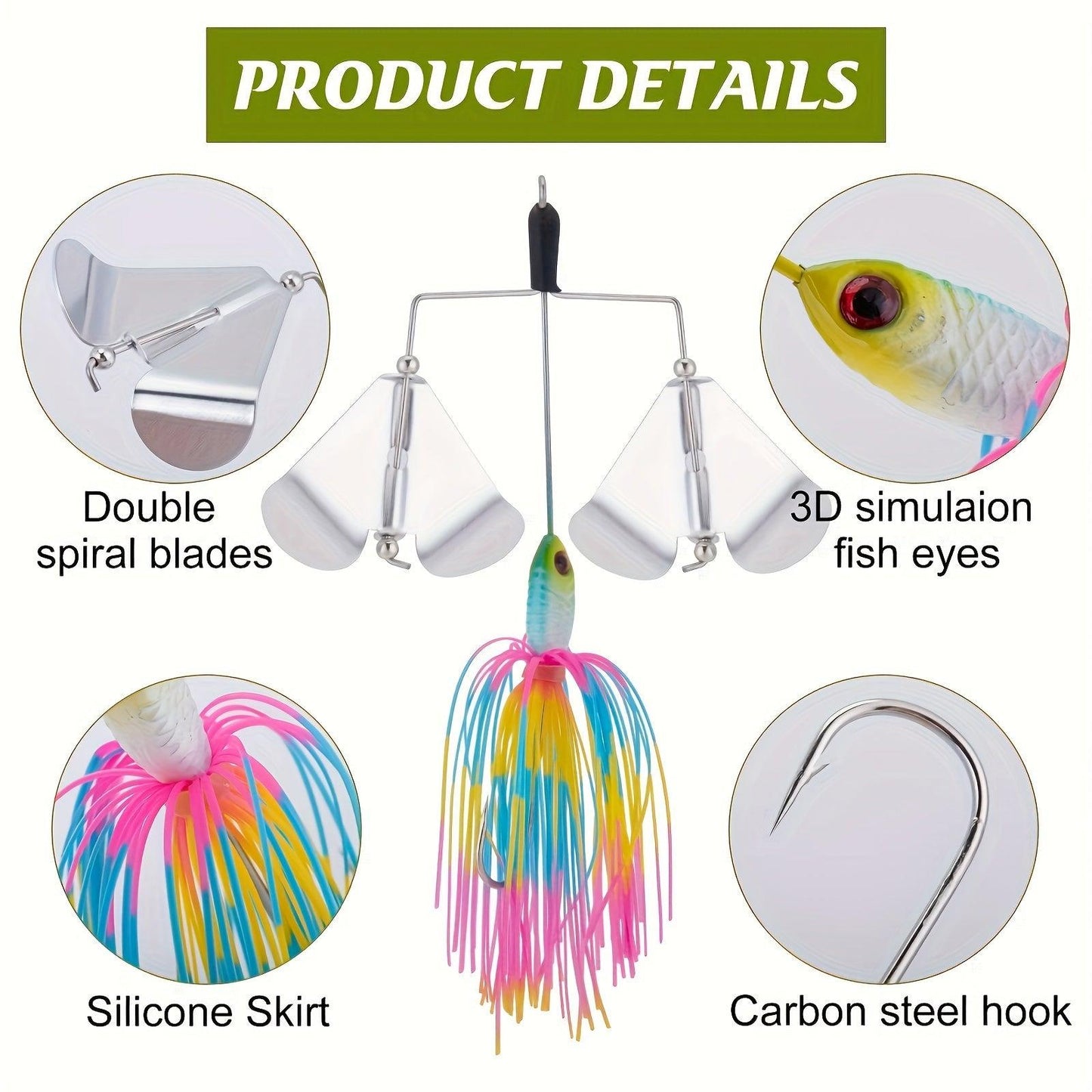 Goture 5-Piece Buzzbait Fishing Lure Set, 3/4 Oz Multicolor Spinner Baits for Freshwater and Saltwater Bass and Trout Fishing - Wild Frontier Gear LLC