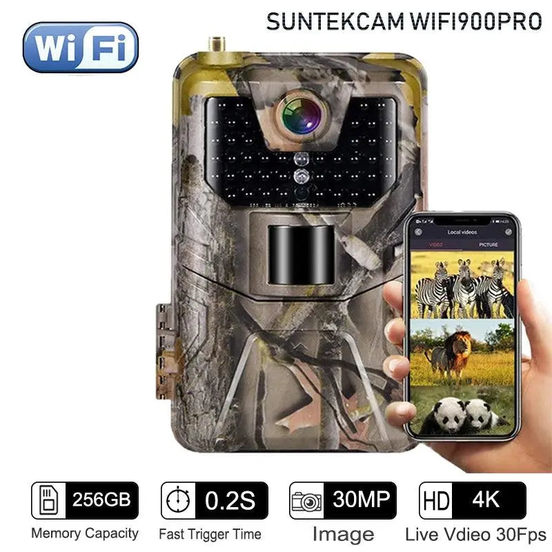 30MP 4K WiFi Hunting Camera with Bluetooth Control - Wireless Outdoor Surveillance & Night Vision Photo Trap - Wild Frontier Gear LLC