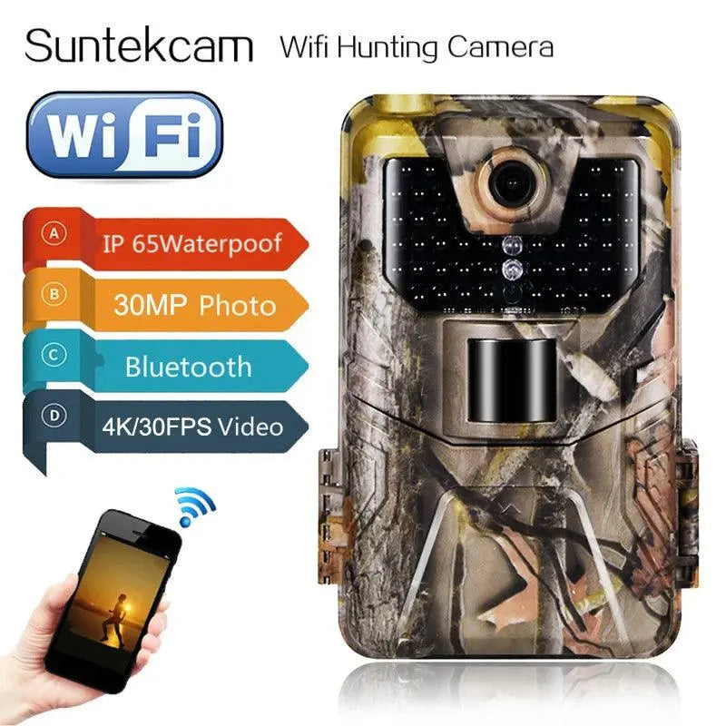 30MP 4K WiFi Hunting Camera with Bluetooth Control - Wireless Outdoor Surveillance & Night Vision Photo Trap - Wild Frontier Gear LLC