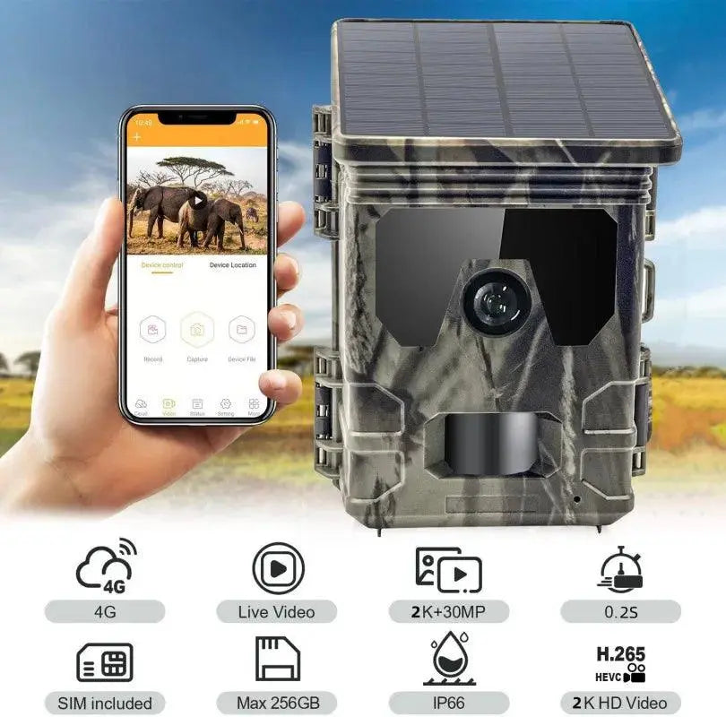 4G LTE Wildlife Trail Camera with 30MP Photos & 2.7K Video, No Glow Night Vision, Motion Activated with 120° Wide Angle - Wild Frontier Gear LLC