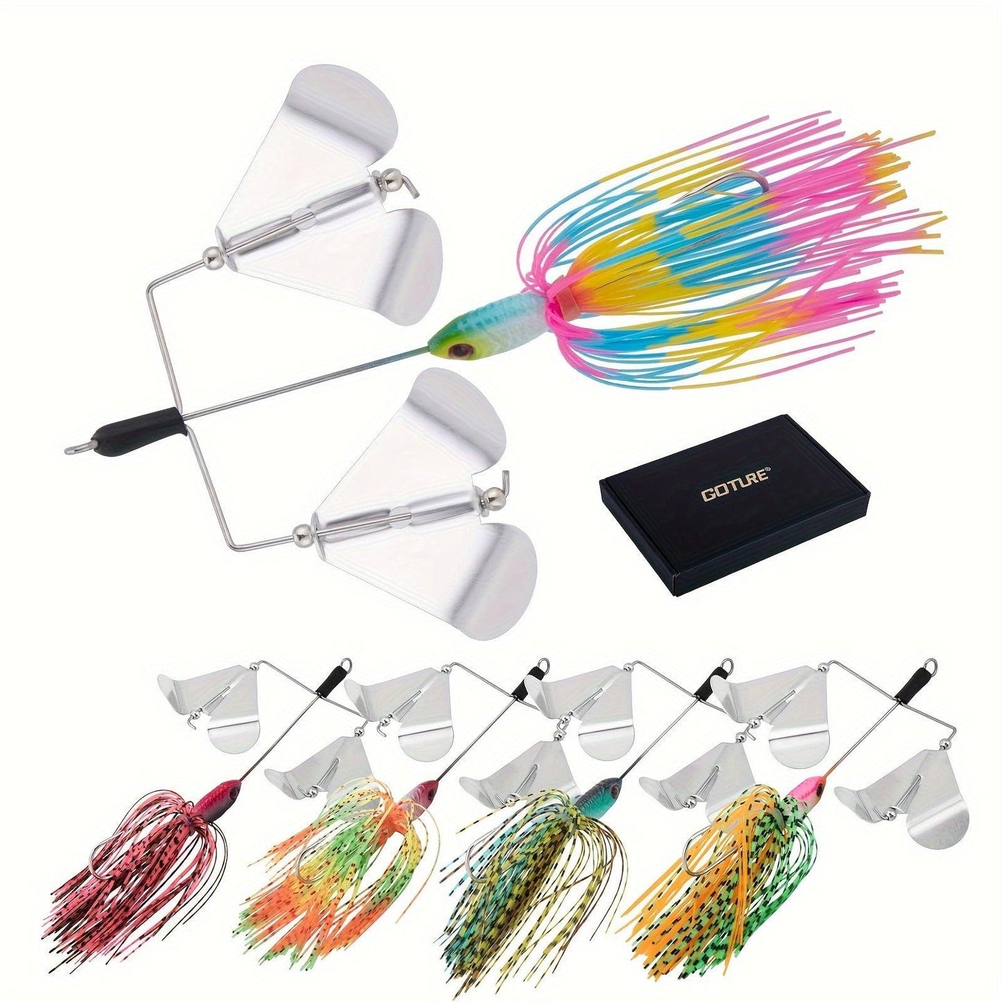 Goture 5-Piece Buzzbait Fishing Lure Set, 3/4 Oz Multicolor Spinner Baits for Freshwater and Saltwater Bass and Trout Fishing - Wild Frontier Gear LLC