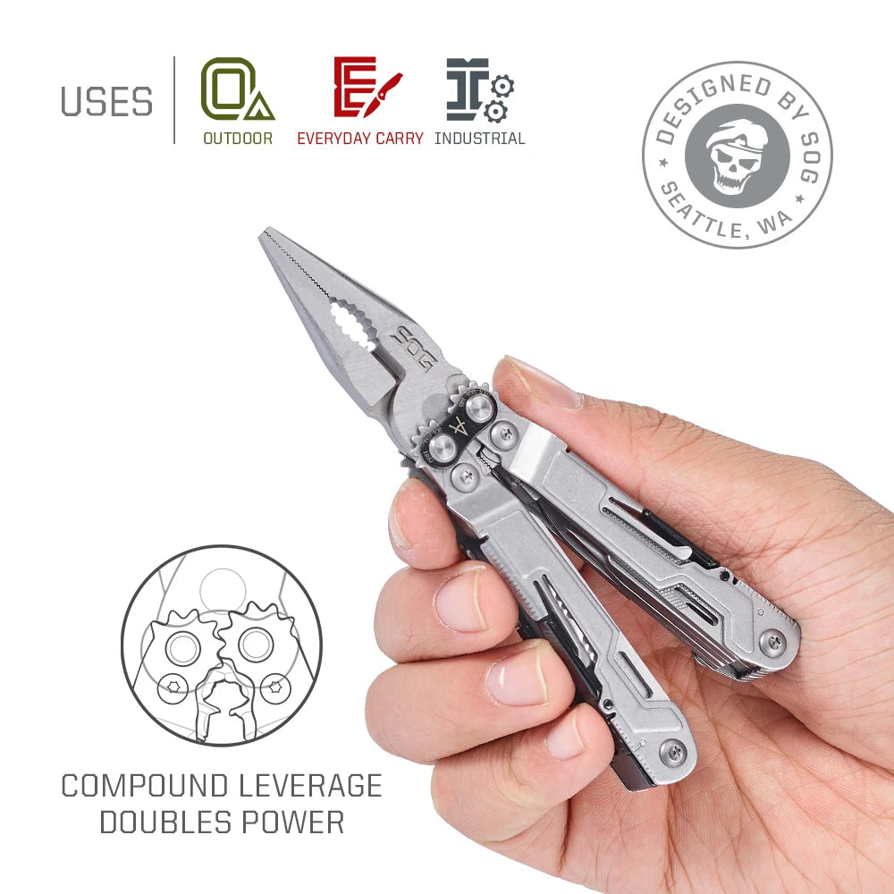 SOG PowerPint 18-in-1 Tactical Multi-Tool with Folding Pliers & Knife - Compact EDC Gear for Outdoor Camping, Survival & Hiking Wild Frontier Gear LLC