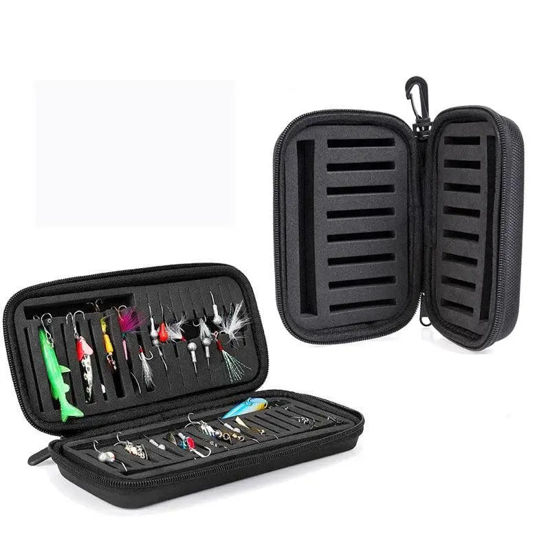 Compact EVA Storage Case for Fly Fishing Lures with Foam Insert and Trout Hooks - Wild Frontier Gear LLC