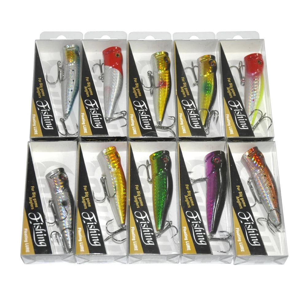 Assorted 50pcs Hard Bait Fishing Lures with Dual Hooks - 6.5cm to 11cm Sizes and Vibrant Colors - Wild Frontier Gear LLC