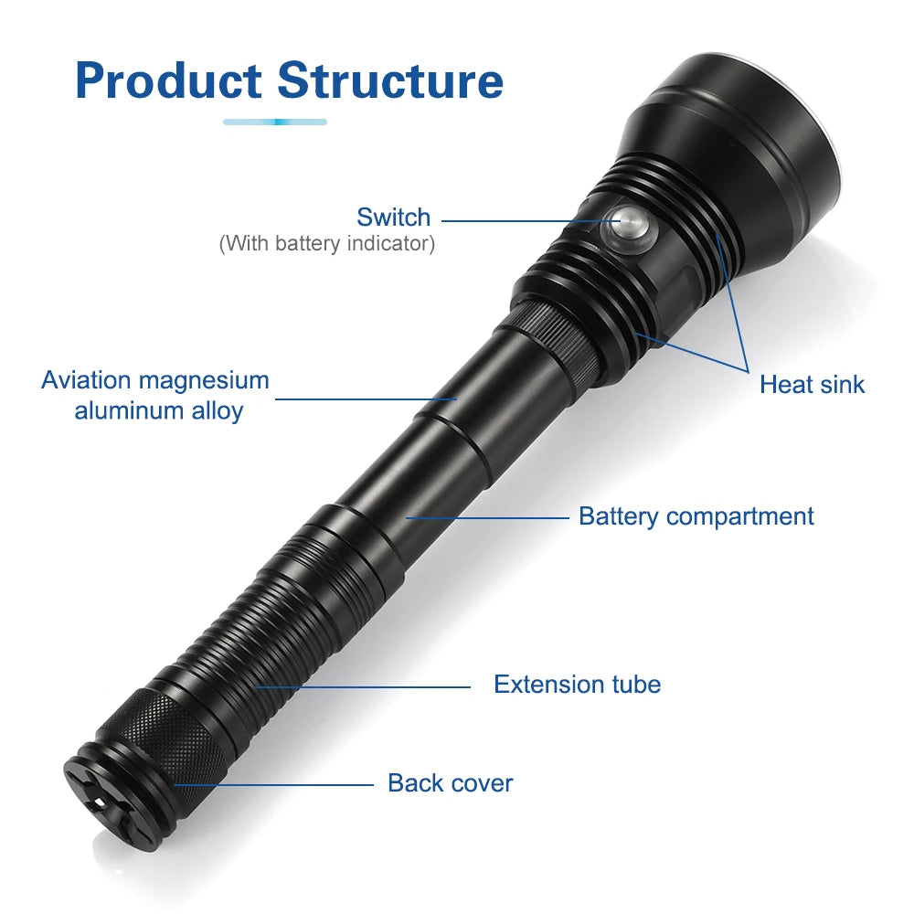 Asafee Diving Flashlight Dive Lamp Waterproof Scuba Torch Light Underwater Deep Lantern Canister Olight Linterna Nitecore Wild Frontier Gear LLC