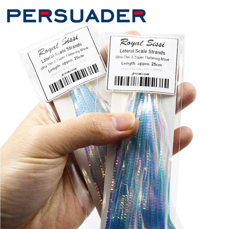 Persuader Saltwater Flashbou Lateral Scale Strands - 1 Pack of Bucktail Spinnerbait Fishing Lure Materials for Fly Tying - Wild Frontier Gear LLC