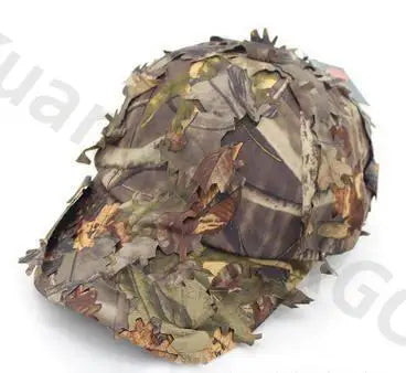 Camouflage Outdoor Tactical Military Cap with 3D Bionic Leaf Army Camo Hunting Hat Hidden Jungle Sniper Hat Sun Protection Cap