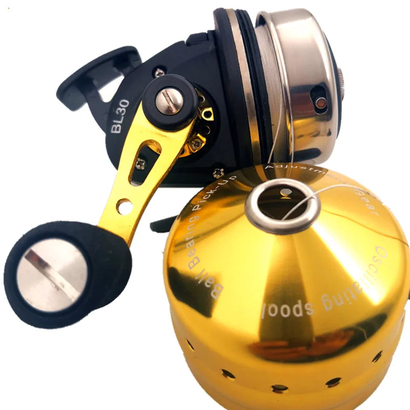 Fishing Spincast Reel 4+1BB Metal Spool BL30 Outdoor Slingshot REEL Shooting with PE Line 45M