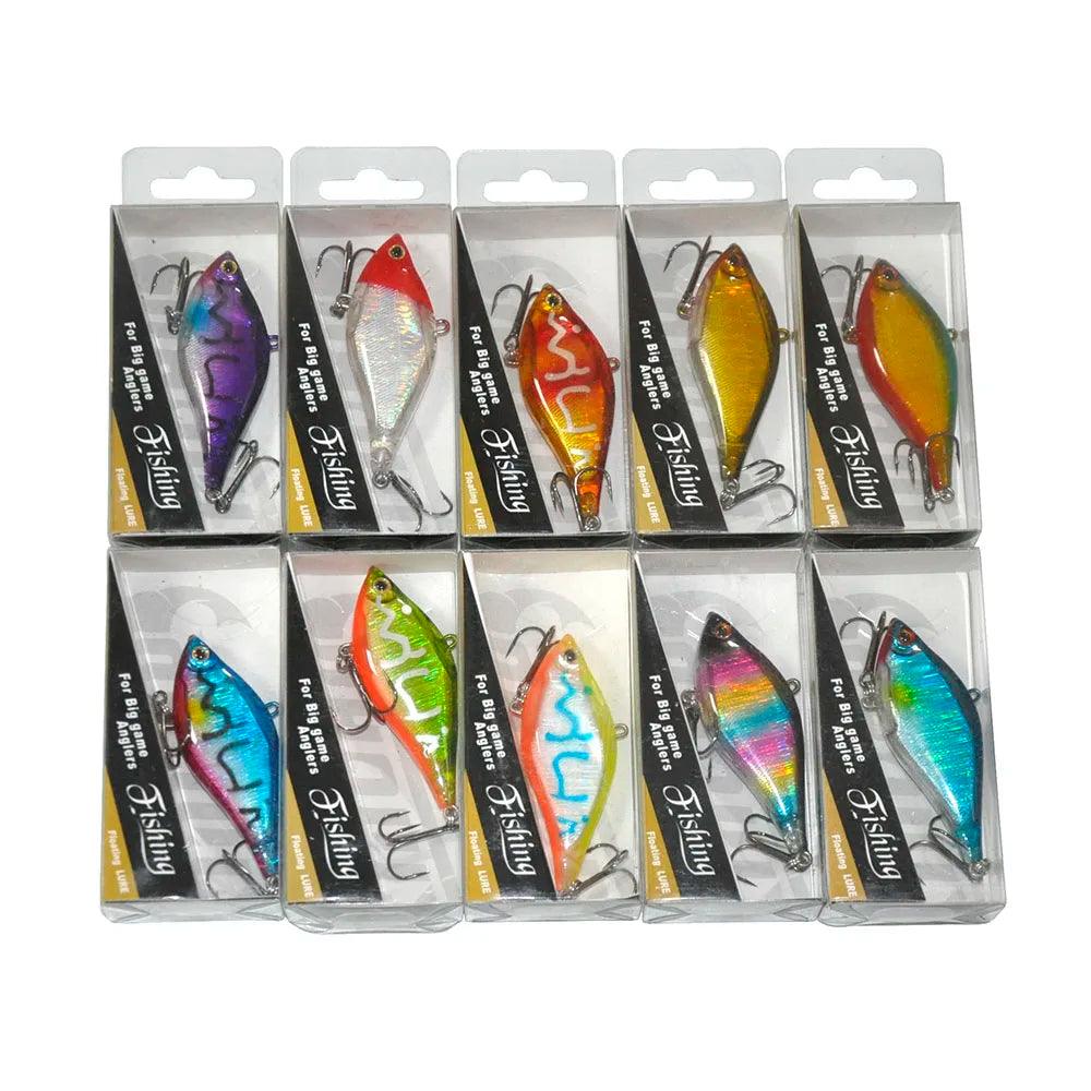 Assorted 50pcs Hard Bait Fishing Lures with Dual Hooks - 6.5cm to 11cm Sizes and Vibrant Colors - Wild Frontier Gear LLC