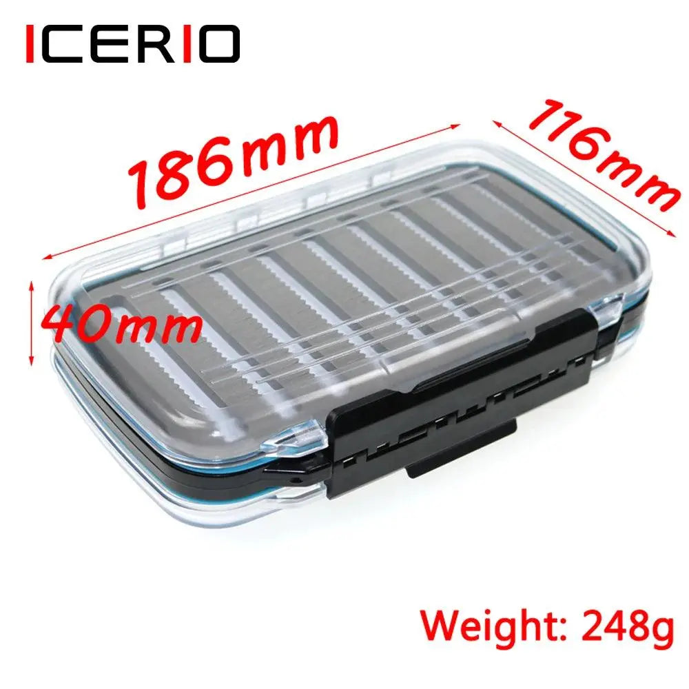 ICERIO 1 Piece Fly Fishing Box Double Face Slit Foam Waterproof Case 186mm*116mm*40mm Nymph Dry Wet Flies Fly Fishing Tackle Box - Wild Frontier Gear LLC