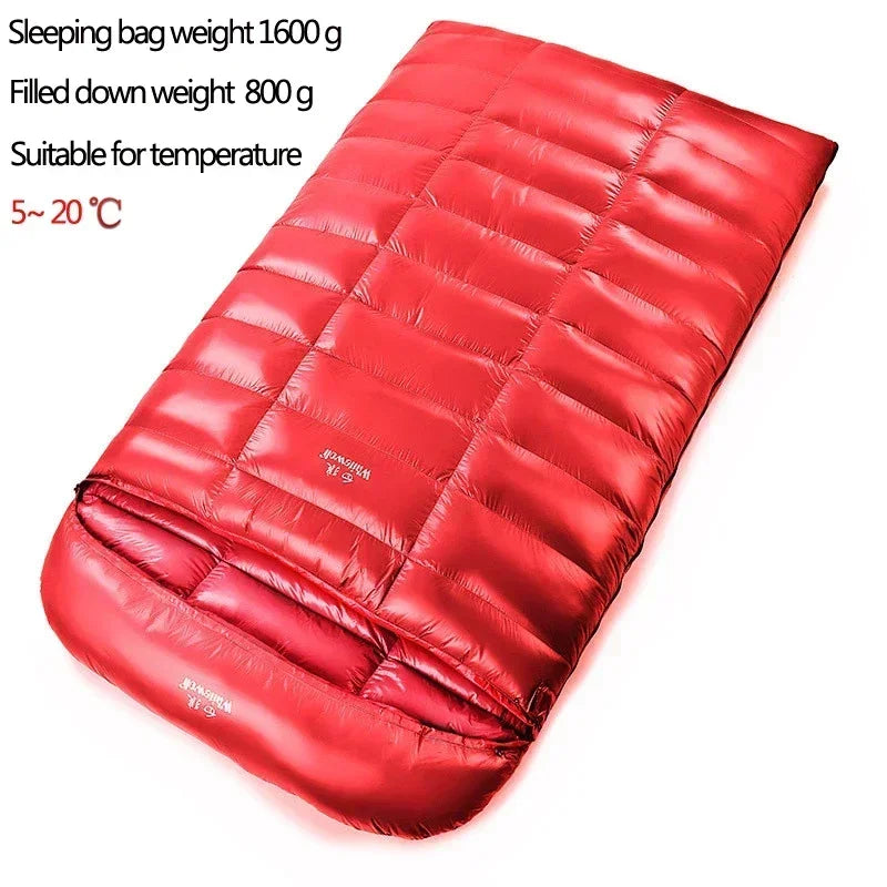 2 Person White Duck Down Filled Camping Or Home Sleeping Bag Thin Suitable For Warm Weather Size 220 X 130cm Large Space
