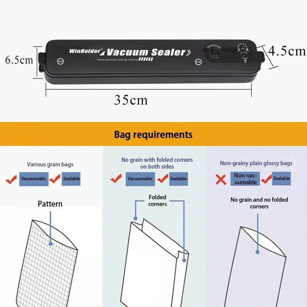 Portable Home 3 IN 1 Vacuum Sealer Machine Automatic Food Preservation Storage Dry Wet Vaccum Packing with Free 10 Sealing Bags