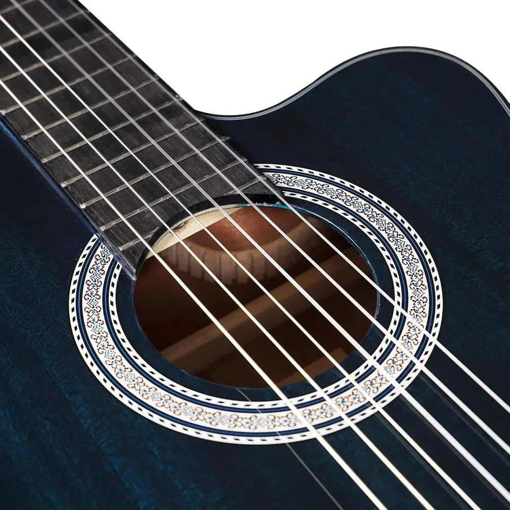 Electric Guitar, 39 Inch Cut Nylon String Classical Built-in Pickup Kit, Equipped with 4-band EQ Equalizer and Nylon Strings Wild Frontier Gear LLC