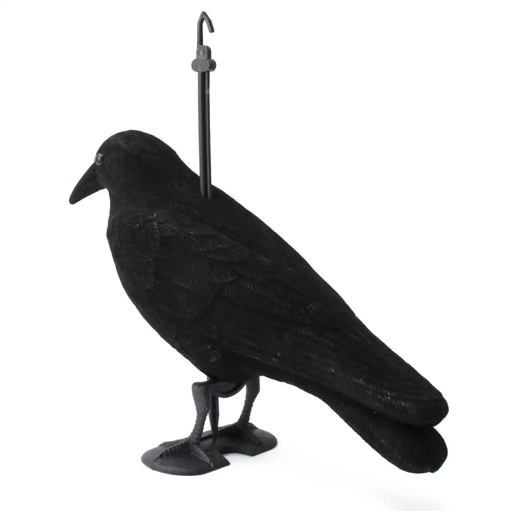 Lifelike Size Full Body Flocked/Hunting Crow Decoy W/ Feet & Stake
