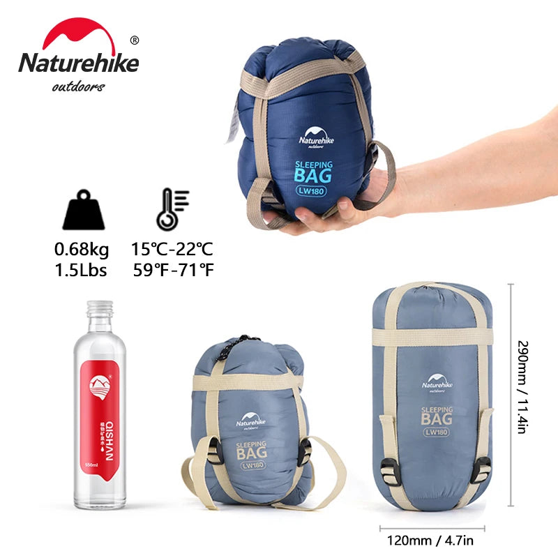 Naturehike LW180 Sleeping Bag Ultralight Portable Splicable Single Spring Summer Outdoor Hiking Camping Climbing Sleeping Bag Wild Frontier Gear LLC