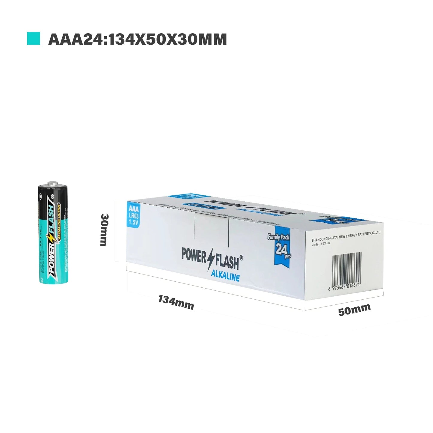 HUATAI PowerFlash AAA 120 pcs Alkaline Long-Lasting Batteries, triple A, LR03 High-performance Battery for Home, Work Wild Frontier Gear LLC