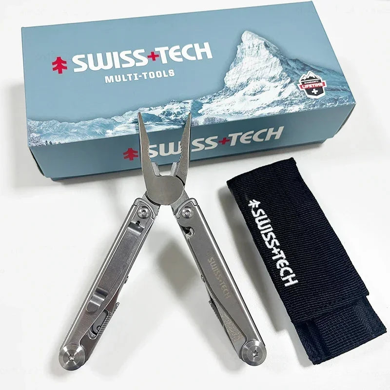 SWISS TECH 18 in 1 Multitool Pliers Folding Multi-functional Combination Tool Pocket Knife Portable EDC Outdoor Equipment Wild Frontier Gear LLC