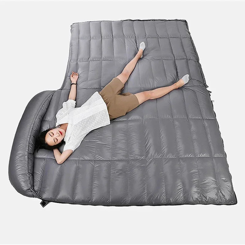 2 Person White Duck Down Filled Camping Or Home Sleeping Bag Thin Suitable For Warm Weather Size 220 X 130cm Large Space