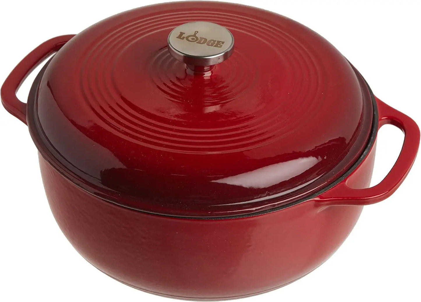 Lodge 6 Quart Enameled Cast Iron Dutch Oven with Lid – Dual Handles – Oven Safe up to 500° F or on Stovetop - Use to Marinate Wild Frontier Gear LLC