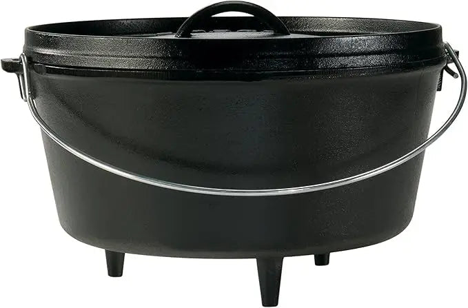 Lodge 8 Quart Pre-Seasoned Cast Iron Camp Dutch Oven with Lid - Dual Handles - Use in the Oven, on the Stove Wild Frontier Gear LLC
