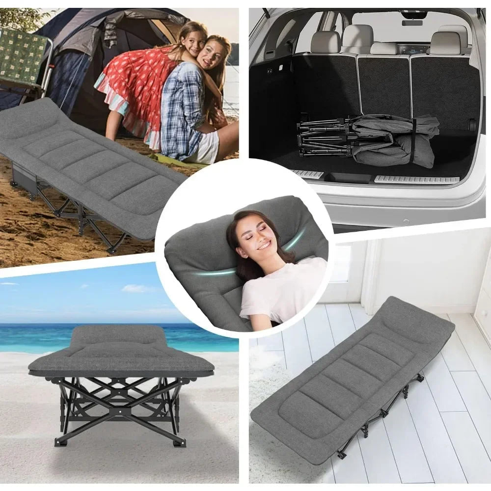 Cushion and Pillow, Portable Folding Bed for Sleeping, Lightweight Tent cot with Carry Bag Supports 450 lbs (Grey) Wild Frontier Gear LLC