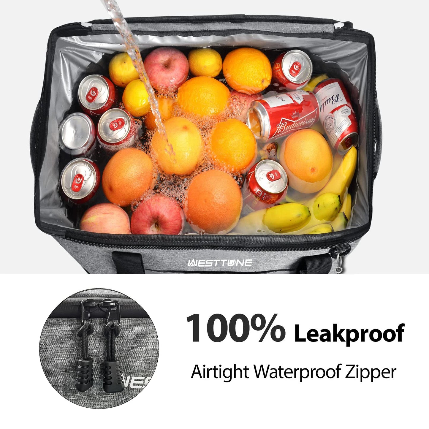 WESTTUNE 75 Cans Soft Cooler Bag Collapsible Cooler Ice Chest Large Leakproof Camping Cooler Portable Cooler for Travel Beach