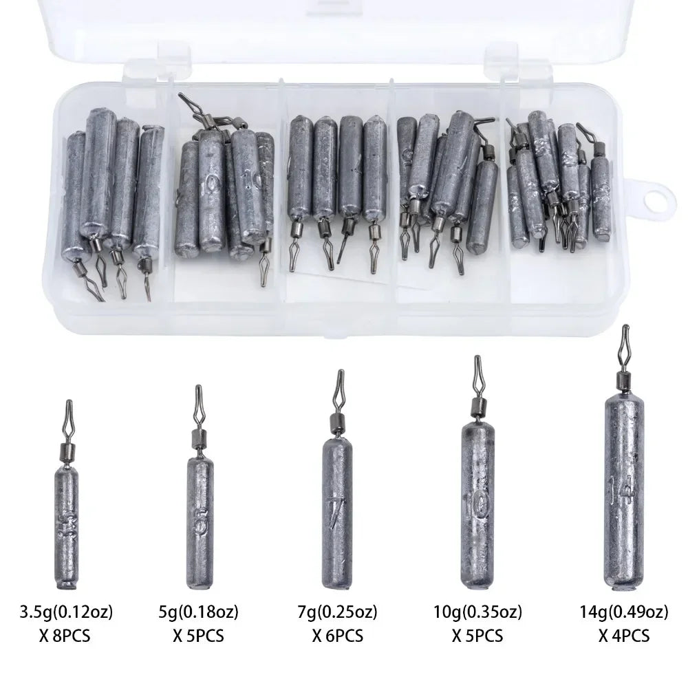 Goture 28pcs/lot Fishing Sinker Set 3.5g 5g 7g 10g 14g Drop Shot Fish Weight Carp Fishing Baits Sinker Fishing Tackle with Box Wild Frontier Gear LLC