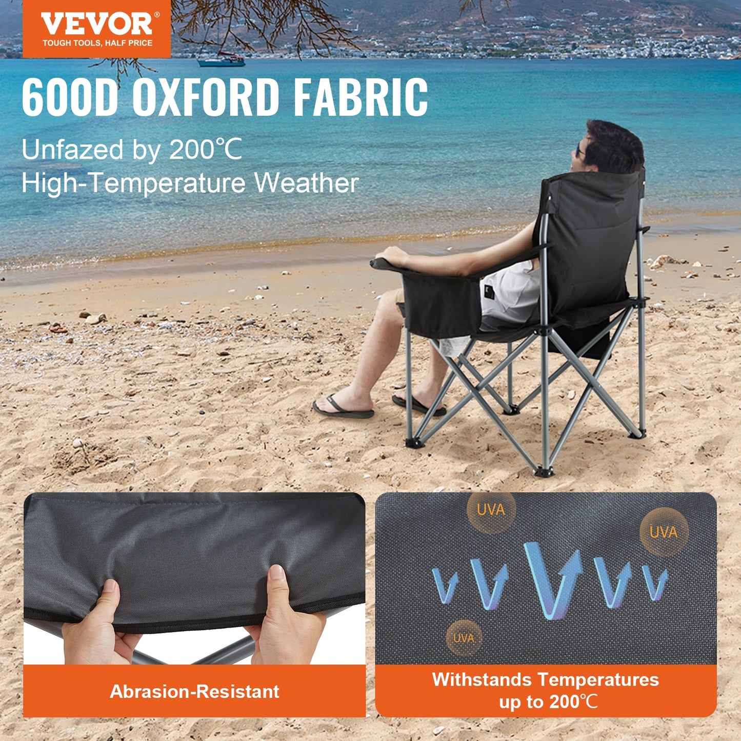 VEVOR Outdoor Camping Chair 350lbs High Load Ultralight Folding Chair Portable Beach Hiking Picnic Travel Seat Fishing Tool - Wild Frontier Gear LLC