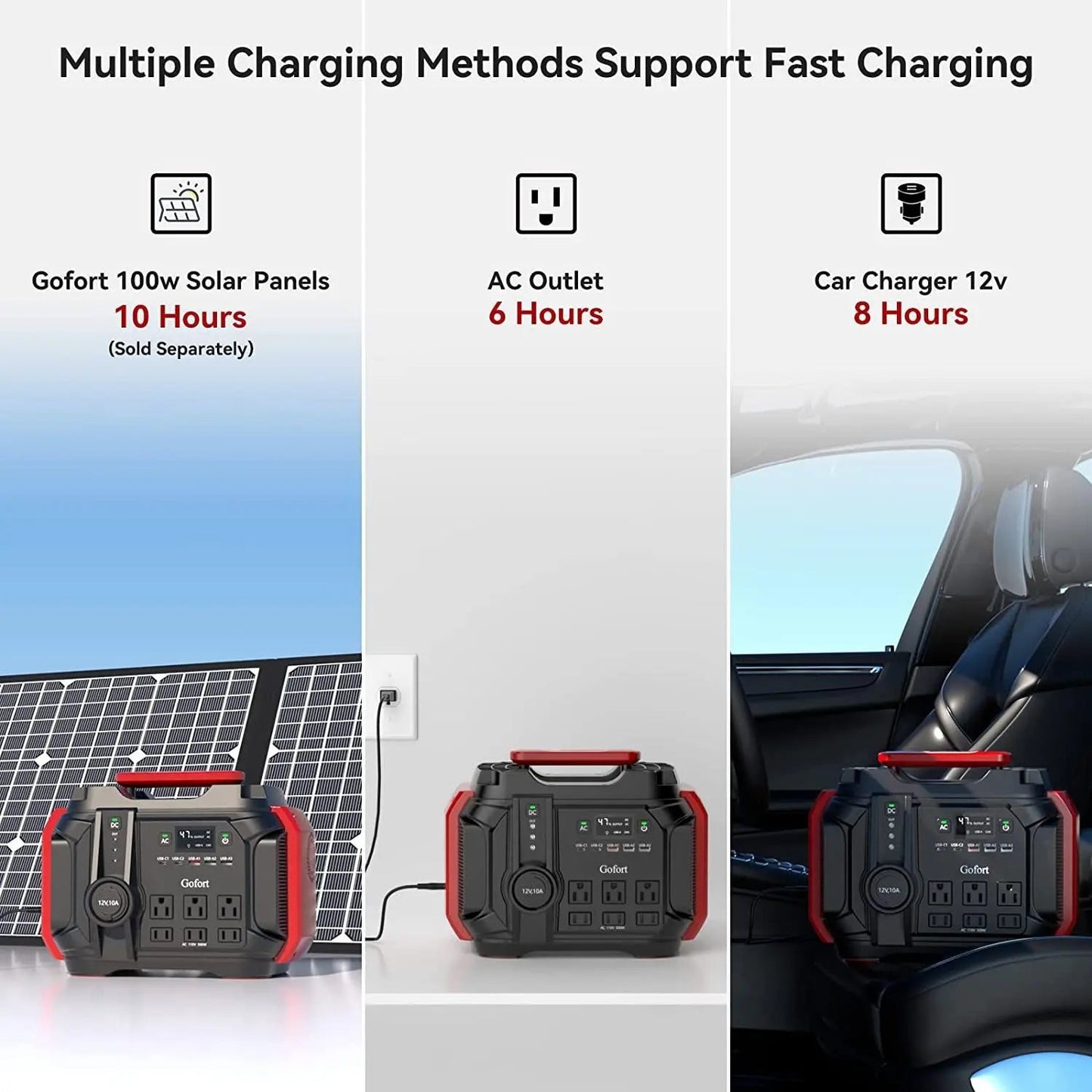 Portable Power Station 540Wh/500W(Peak 1000W) 6 x AC 110V Outlets PD 60W Portable Solar Generator CPAP Battery Power Outage Wild Frontier Gear LLC