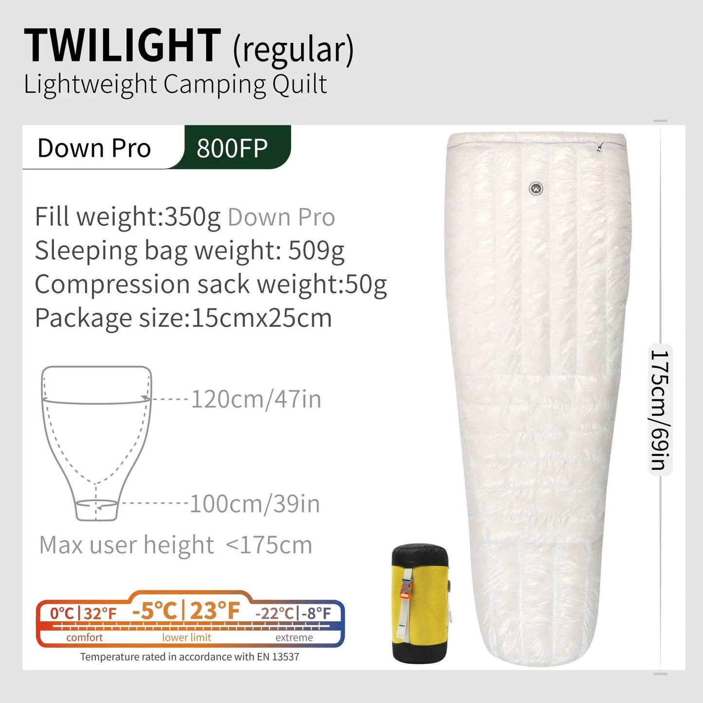 AEGISMAX Wind Hard Twilight 10D -5 Degree 800FP Down Sleeping Bag Ultralight Camping Quilt Sleeping Bag Winter Hiking Equipment Wild Frontier Gear LLC