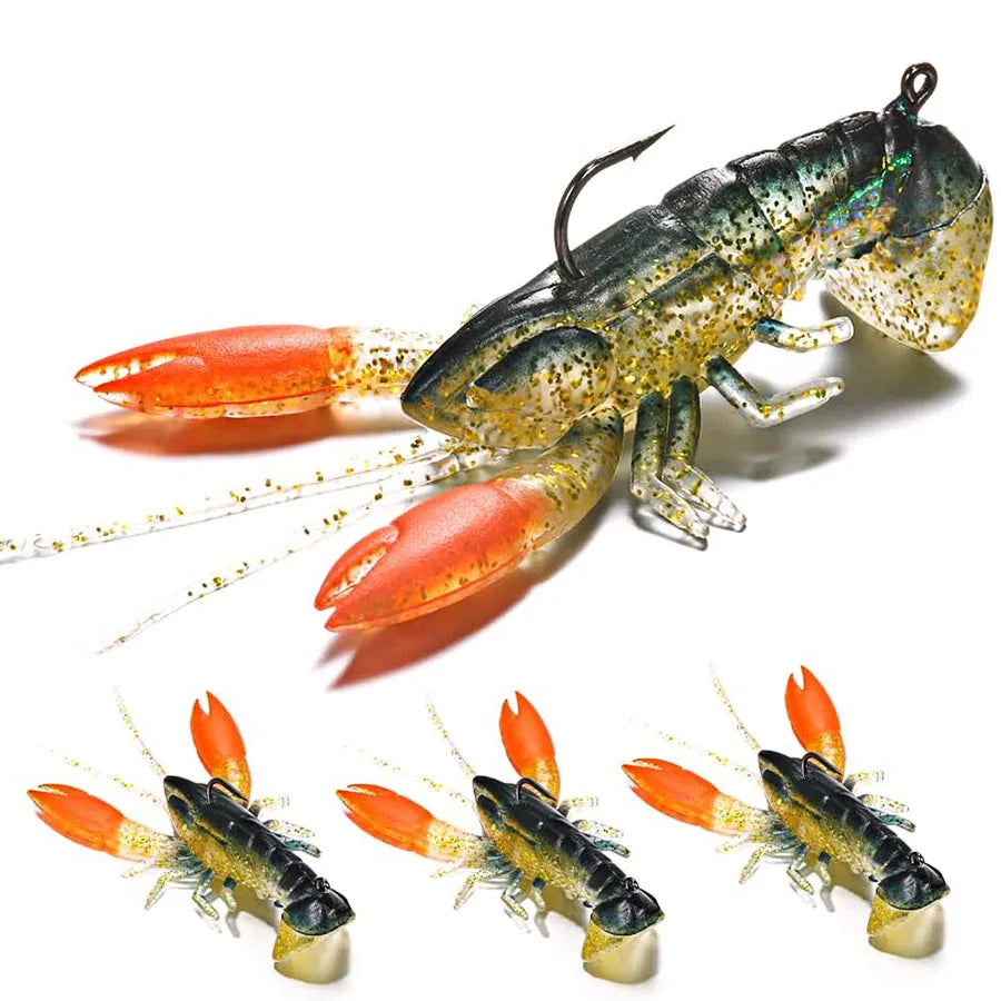 3pcs Soft Fishing Lure Crawfish Artificial Bait Shrimp Lobster Claw Fake Lure For Bass Trout Catfish Salmon Swimbait 8cm/14g Wild Frontier Gear LLC