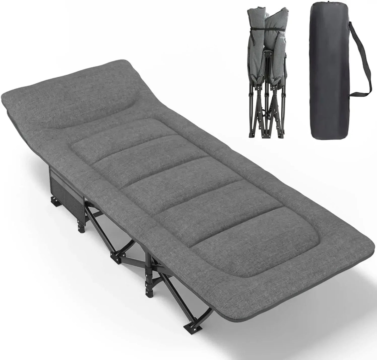 Cushion and Pillow, Portable Folding Bed for Sleeping, Lightweight Tent cot with Carry Bag Supports 450 lbs (Grey) Wild Frontier Gear LLC