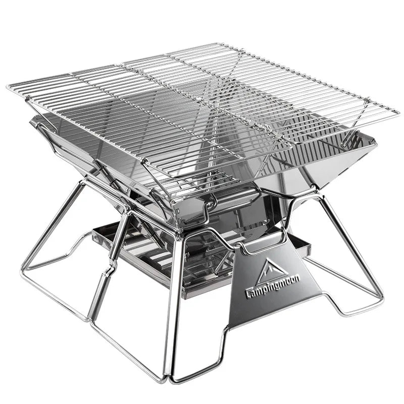 Steel Folding Portable BBQ Grill Stove Campingmoon MT-2 Outdoor Camping Picnic Set Camping Barbecue Rack Wild Frontier Gear LLC