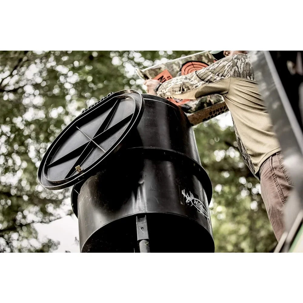 for Quick-Set 225 lb Game Feeder with Digital Timer | Durable Tripod Corn/Pellet Hunting Feeder with 1-4 Available Feed Times
