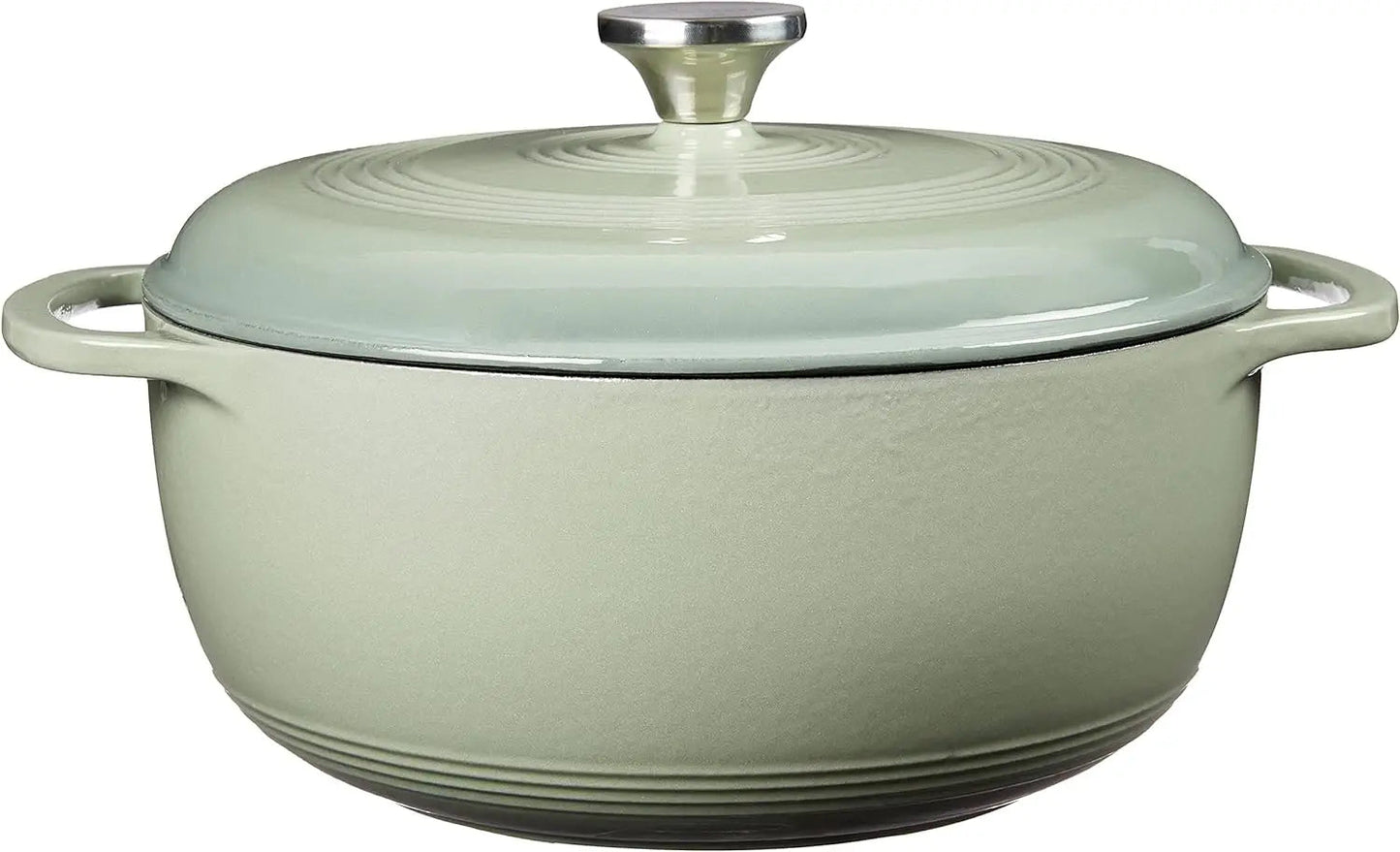 Lodge 6 Quart Enameled Cast Iron Dutch Oven with Lid – Dual Handles – Oven Safe up to 500° F or on Stovetop - Use to Marinate, C Wild Frontier Gear LLC