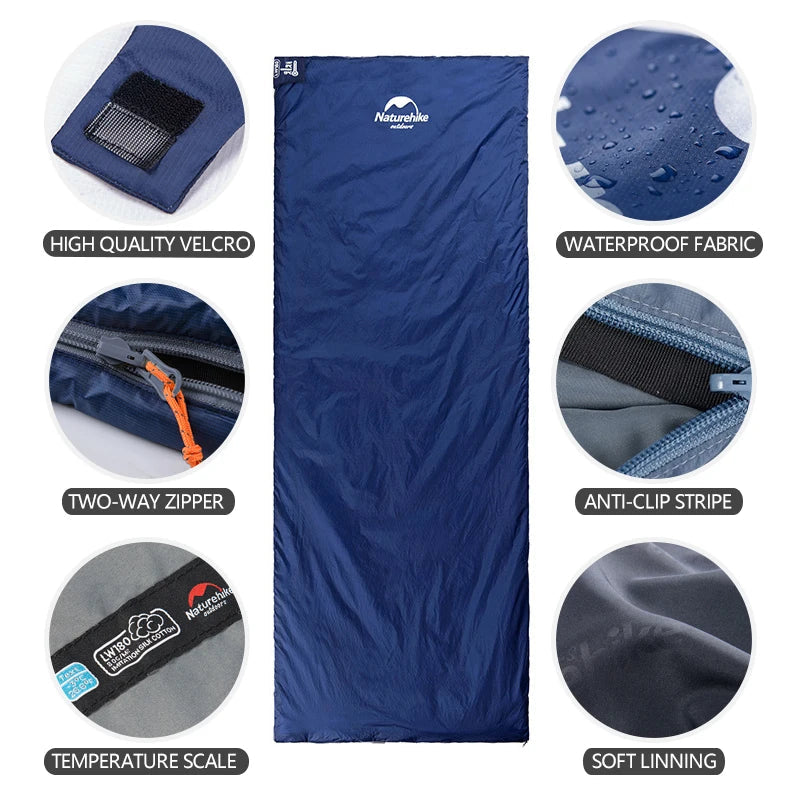 Naturehike LW180 Sleeping Bag Ultralight Portable Splicable Single Spring Summer Outdoor Hiking Camping Climbing Sleeping Bag Wild Frontier Gear LLC