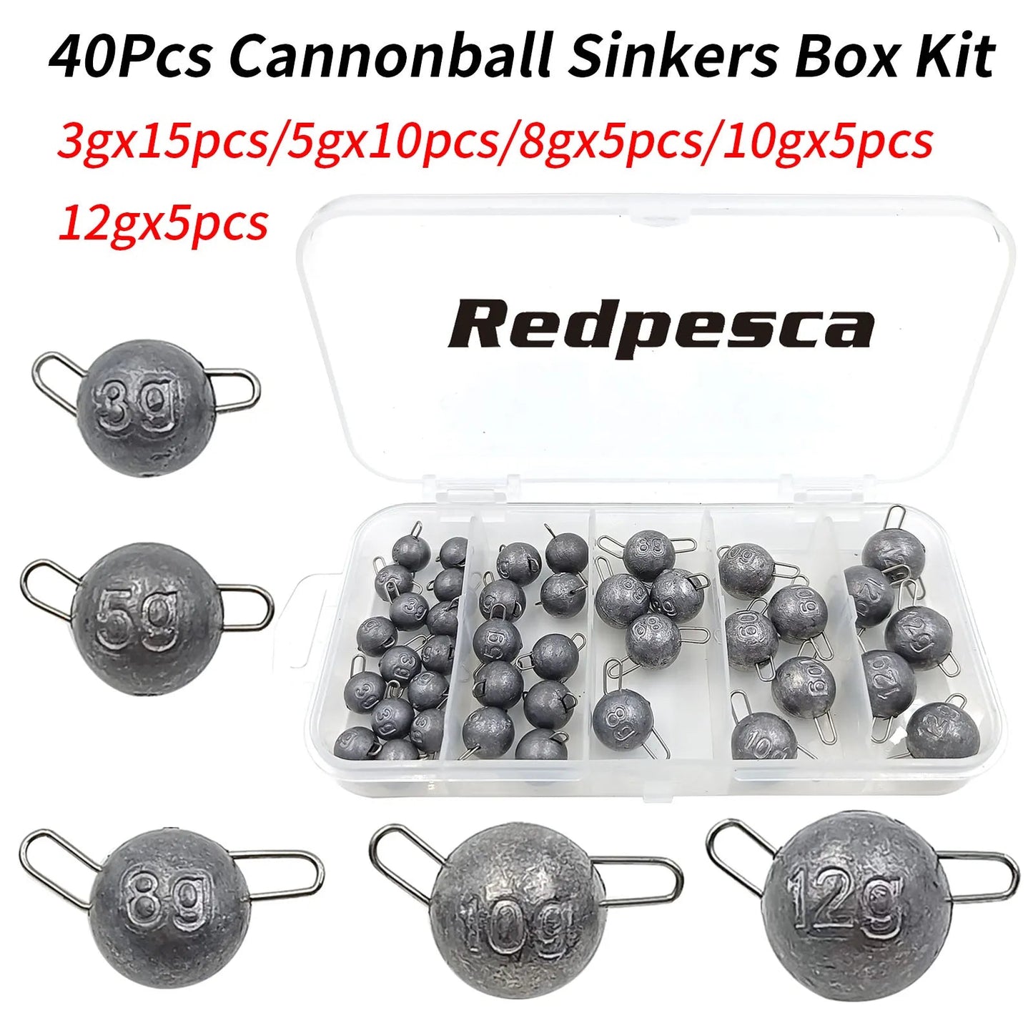 50/40/35 Cannonball Fishing Weights Sinkers Quick Set Up Jig Head Ball Sinker Cheburashka Weight for Bass Trout Pike Perch Pesca Wild Frontier Gear LLC