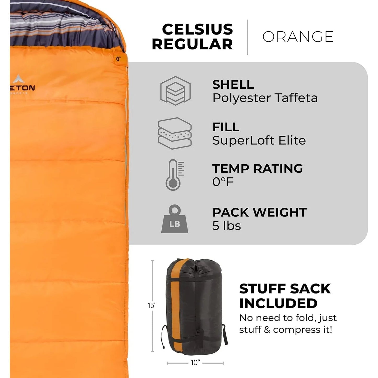 Teton Celsius Regular, -25, 20, 0 Degree Sleeping Bags All Weather Bags for Adults and Kids Camping Made Easy Wild Frontier Gear LLC