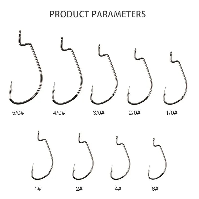 50PC High Strength Crank Hook Barbed Hook Carbon Steel Fishing For Soft Fishing Lure Wide Belly Crank Hooks Fishing Accessories