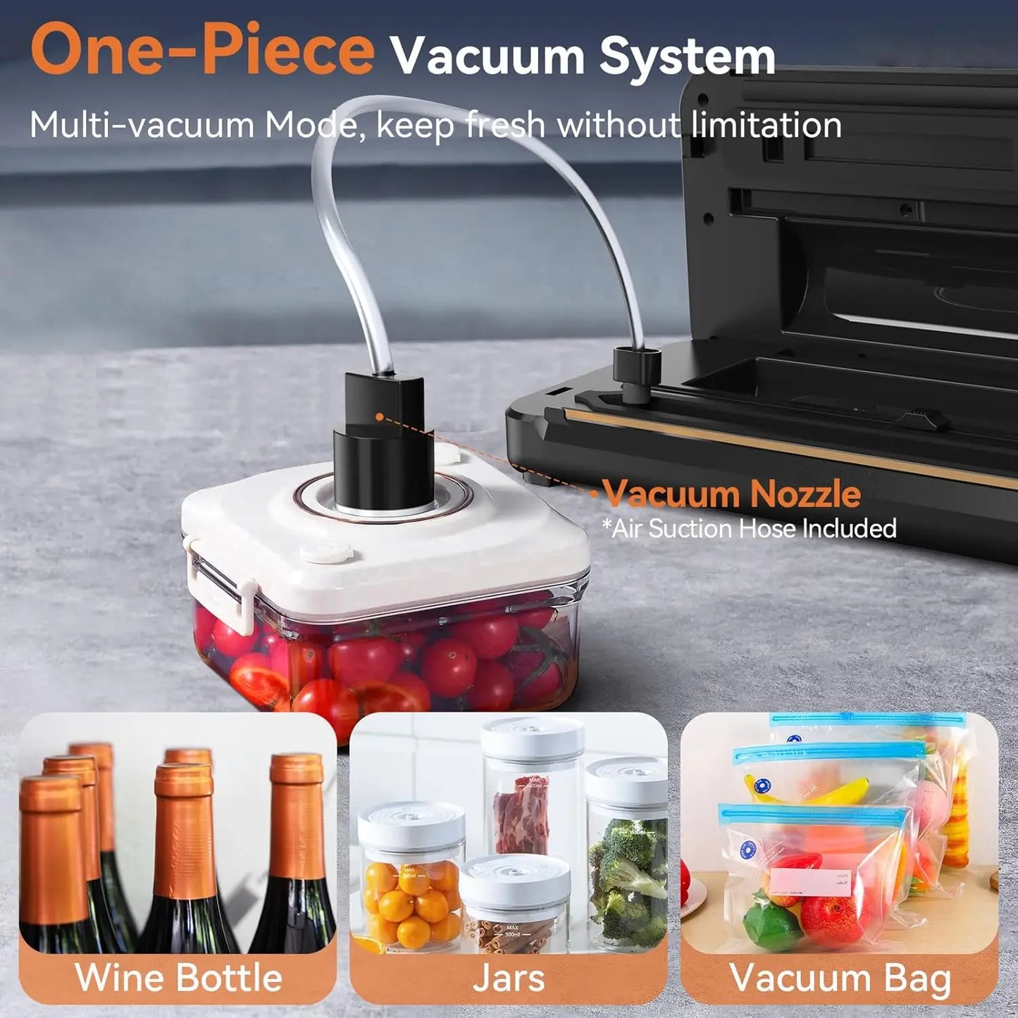 Vacuum Sealer Machine, Food Sealer Machine 80KPA Fully Automatic 8-IN-1 Food Saver for Dry/Moist Mode with Build-in Cutter&Stora