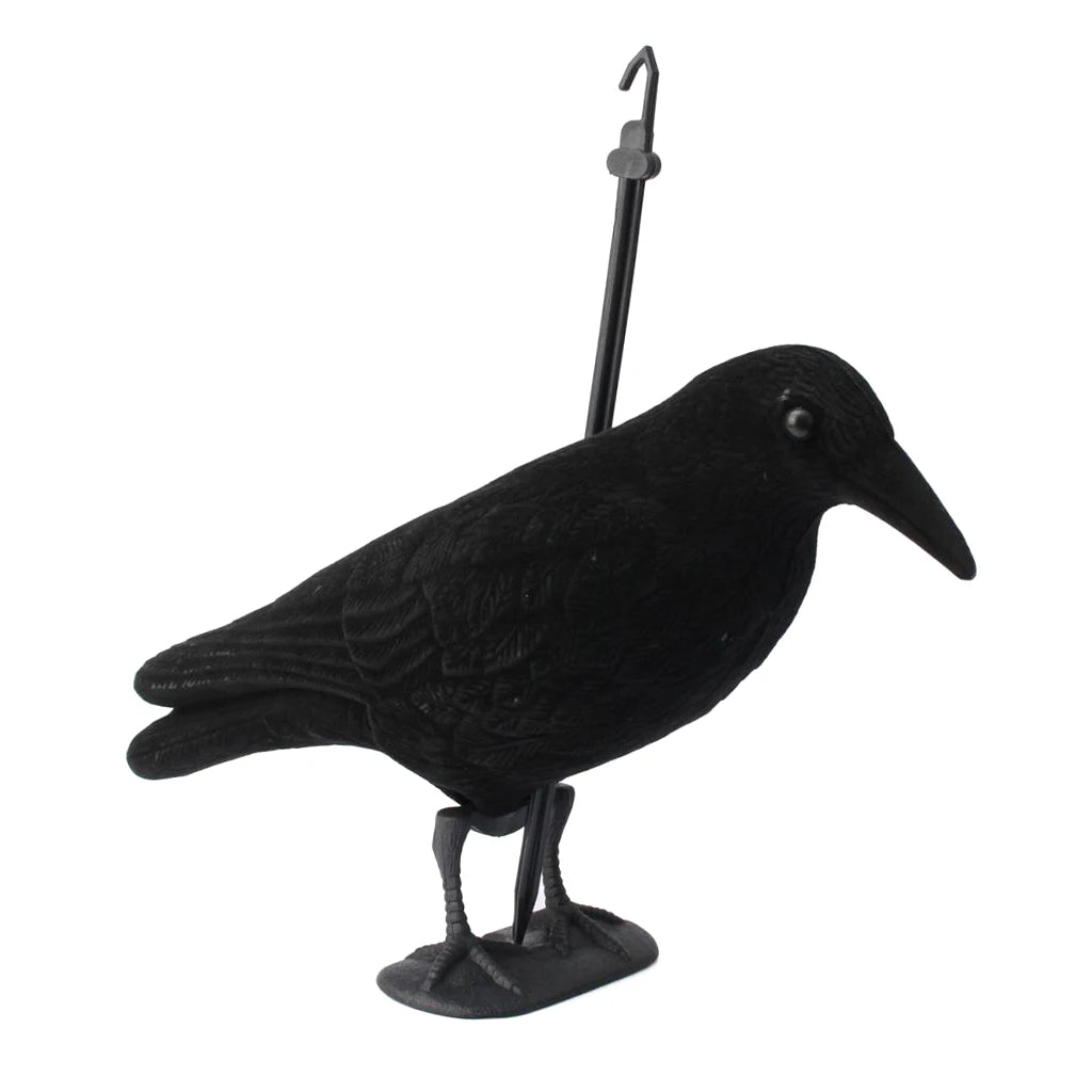 Lifelike Size Full Body Flocked/Hunting Crow Decoy W/ Feet & Stake
