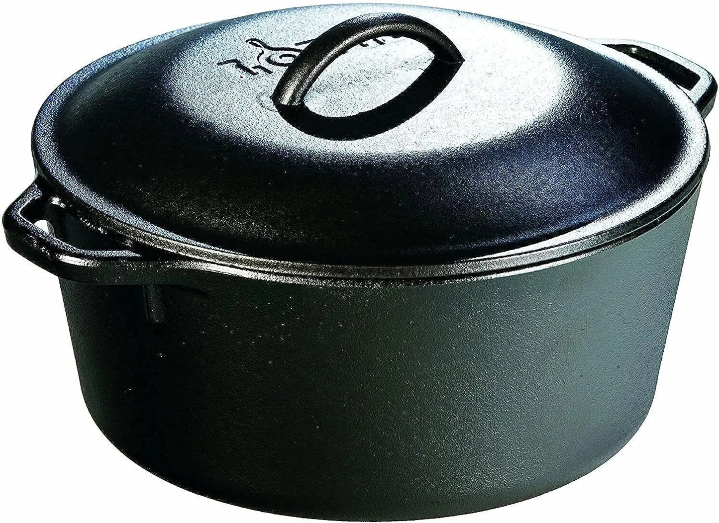 Lodge 5 Quart Pre-Seasoned Cast Iron Double Dutch Oven with Lid - Dual Handles - Lid Doubles as 10.25 Inch Cast Iron Grill Pan - Wild Frontier Gear LLC