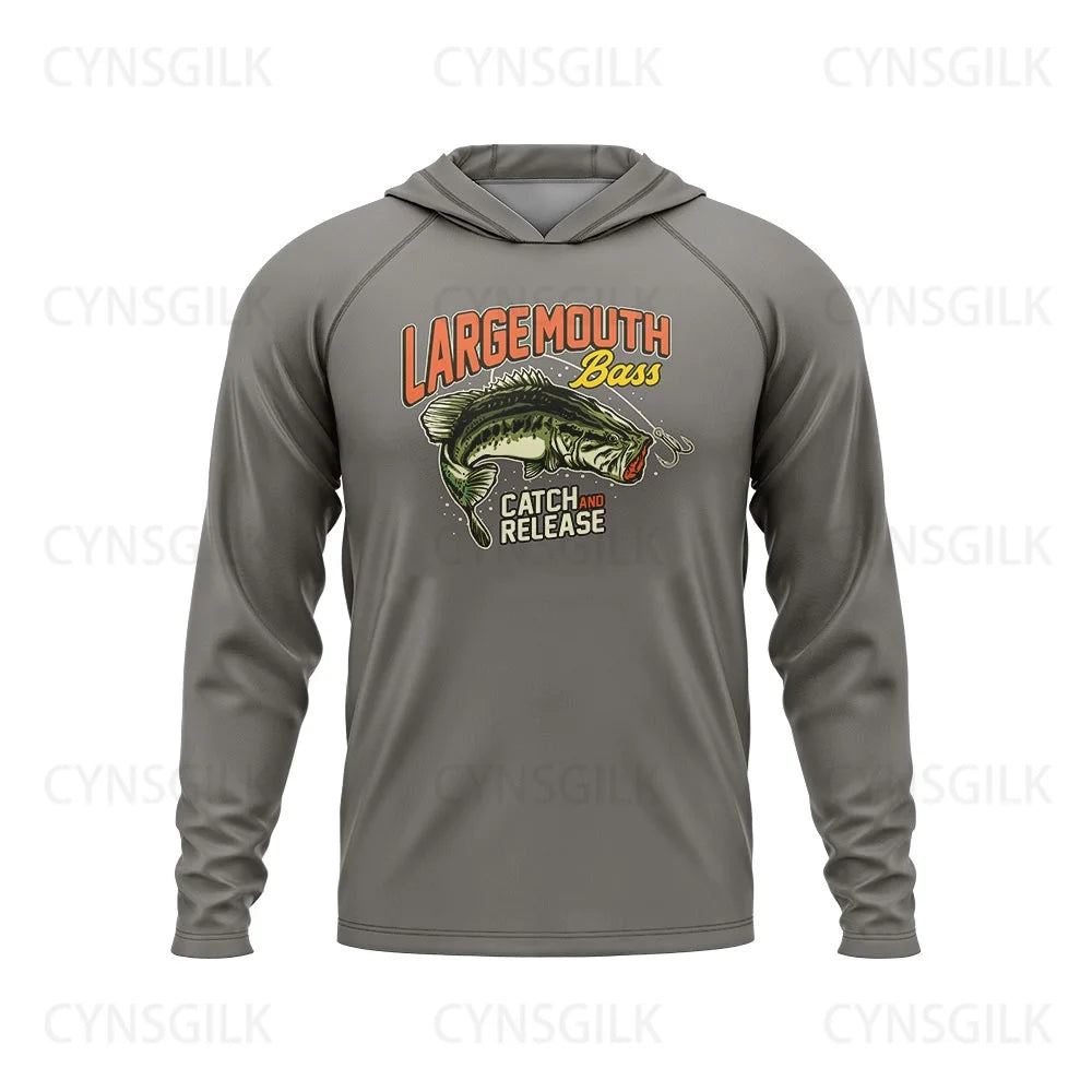 New Men Long Gear Fishing Apparel Summer Outdoor Sleeve T Shirt Fish Shirt Sun Protection Breathable Hooded Angling Clothing - Wild Frontier Gear LLC