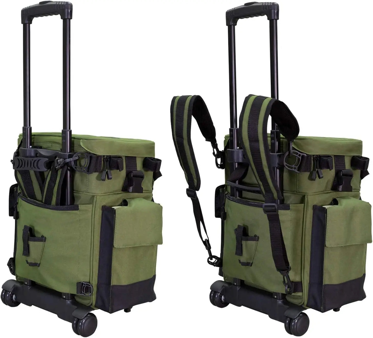 Outdoors Rolling Tackle Box with Wheels - Waterproof Fishing Backpack, 5 Removable Trays, 4 Rod Holders, Gifts for Men, F