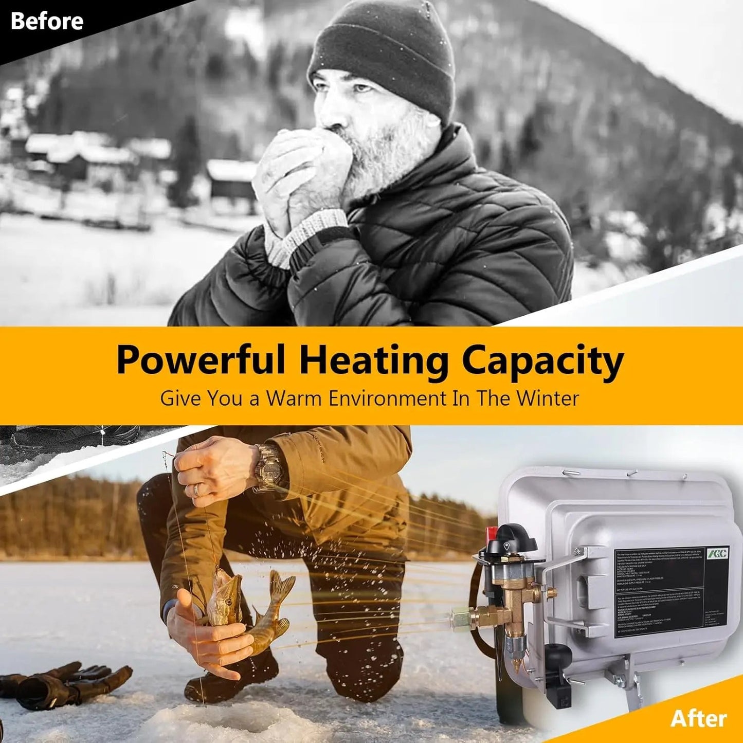 Outdoor Propane Tank Heaters 13000 BTU with Safety Shut-off Valve & Tip-over Switch Ceramic Small Propane RV Garage Space Heater Wild Frontier Gear LLC