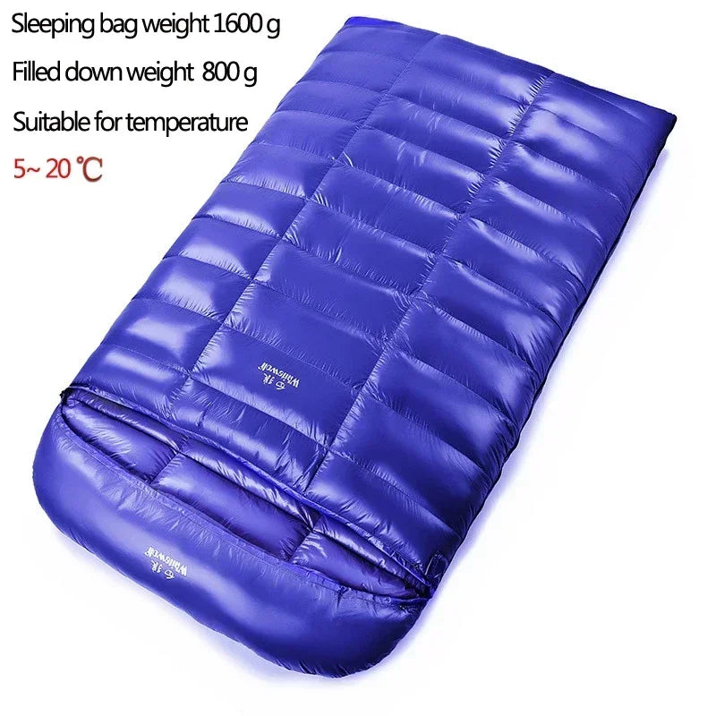 2 Person White Duck Down Filled Camping Or Home Sleeping Bag Thin Suitable For Warm Weather Size 220 X 130cm Large Space