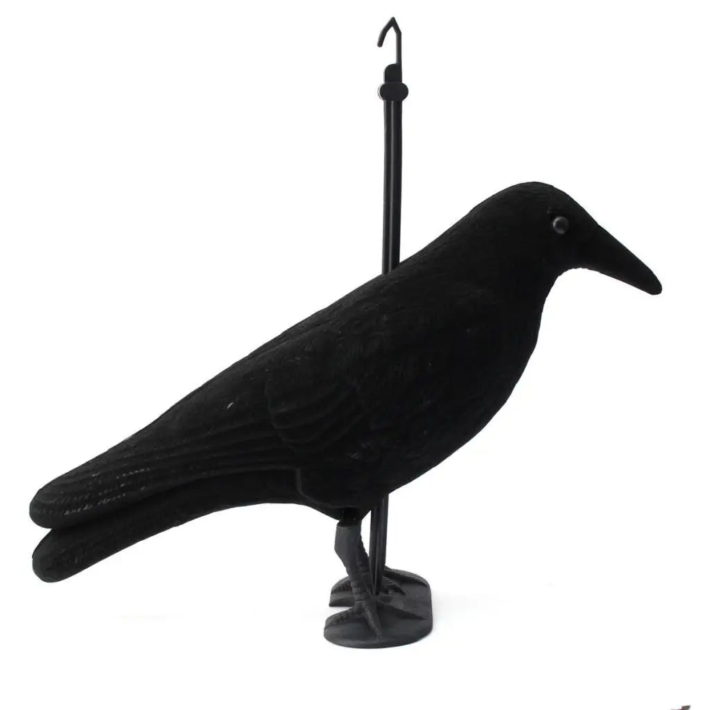 Lifelike Size Full Body Flocked/Hunting Crow Decoy W/ Feet & Stake