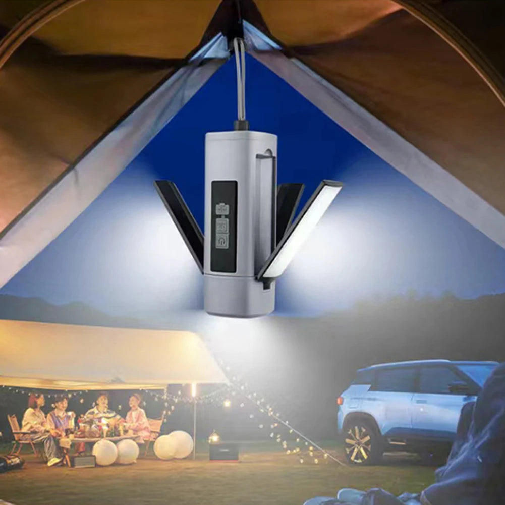 High Power Foldable 3 Light Modes Portable Lantern Digital Display 360° Rotation Lamp Strong Magnetic Attract for Emergency Camp